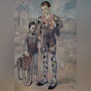 SALTIMBANQUES WITH A DOG 1905 Original Vintage Fine Art Print Pablo Picasso Deco